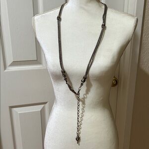 Brighton Vintage Black, Silver, and Gold Chain Belt.